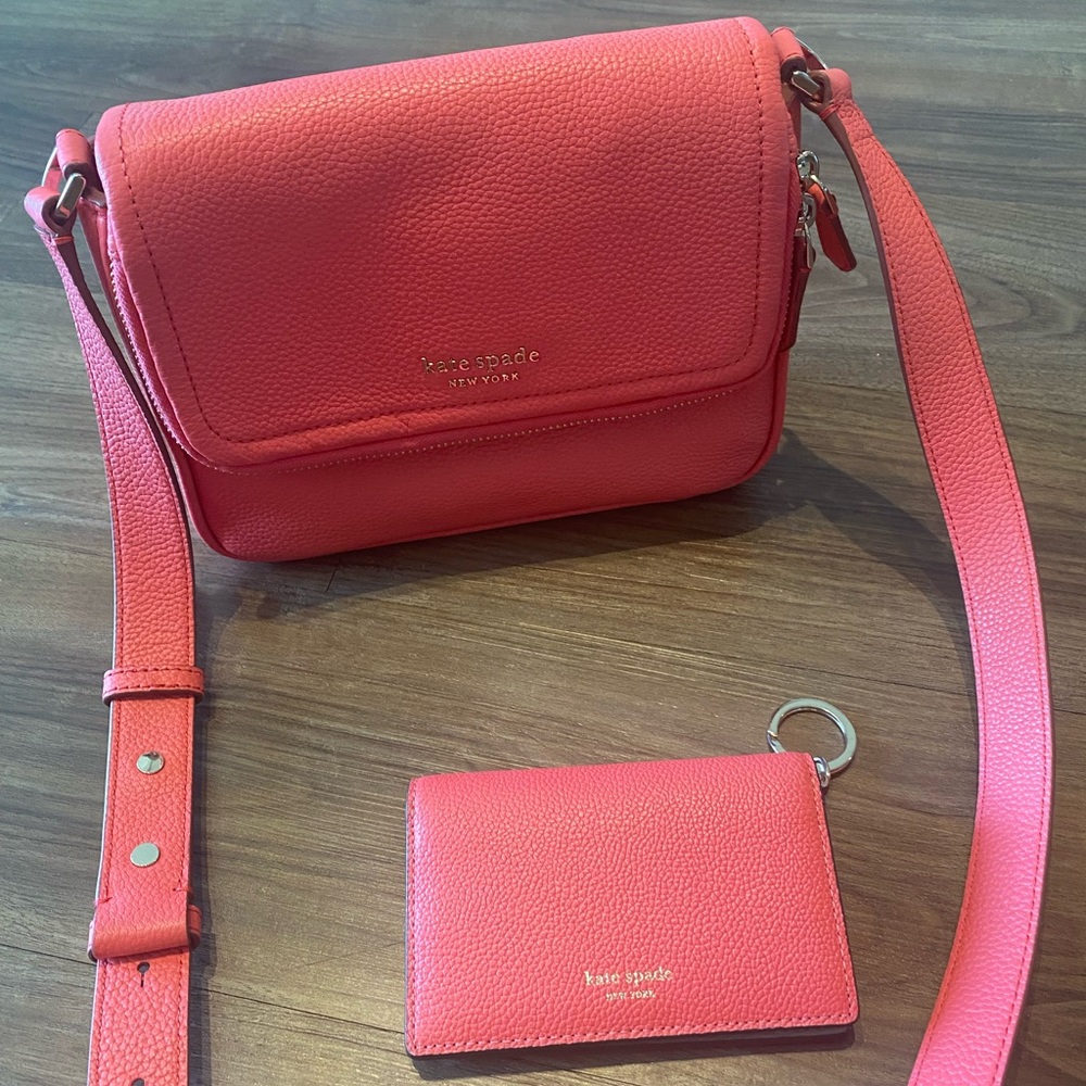 Kate spade coral cross body and wallet set